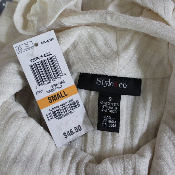 Style & Co Warm Ivory Cowl Neck Top NWT - Picture 2 of 5